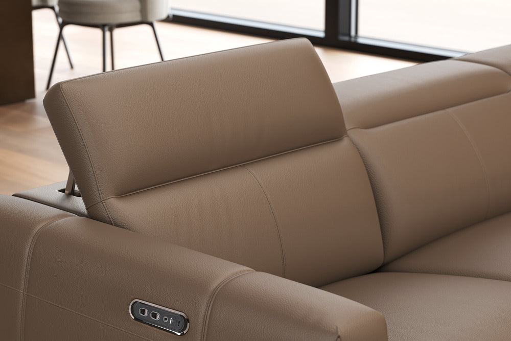 Valencia Carmen Leather L-Shape Dual Recliner Sofa, Brown