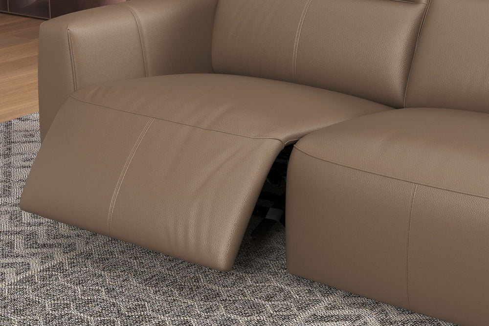 Valencia Carmen Leather L-Shape Dual Recliner Sofa, Brown