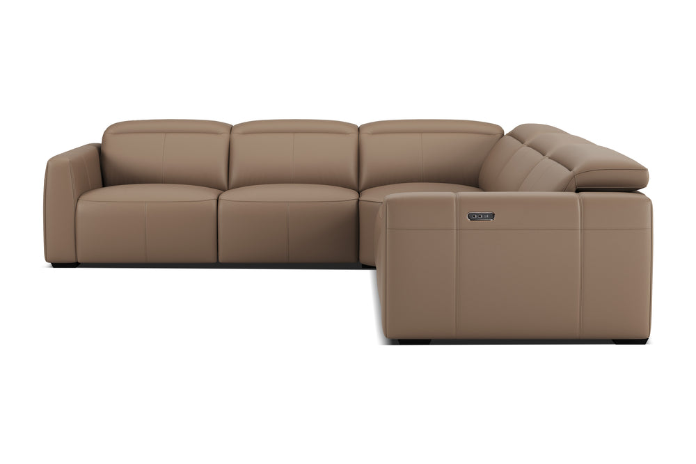 Valencia Carmen Leather L-Shape Dual Recliner Sofa, Brown