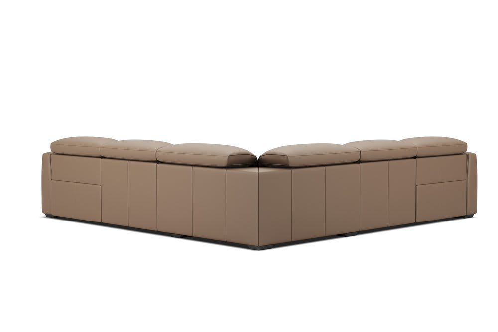 Valencia Carmen Leather L-Shape Dual Recliner Sofa, Brown