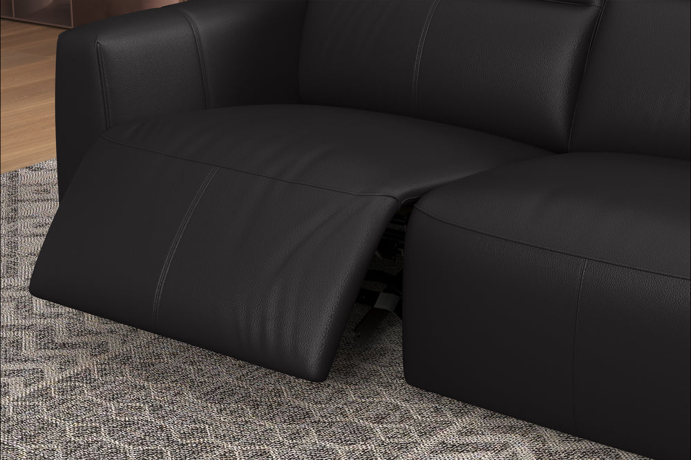 Valencia Carmen Leather 79.5" Loveseat with Dual Recliner Sofa, Black