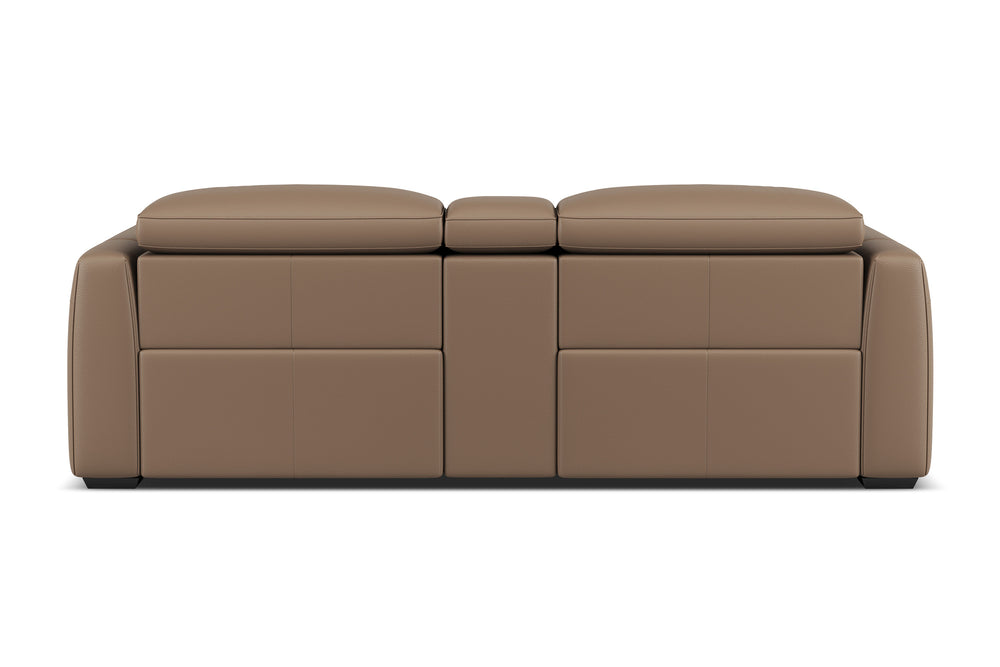 Valencia Carmen Leather Loveseat Dual Recliner with Console Lounge, Brown