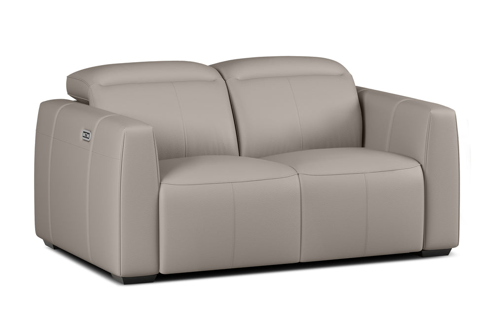 Valencia Carmen Leather 68.5" Loveseat Dual Recliner Lounge, Light Grey