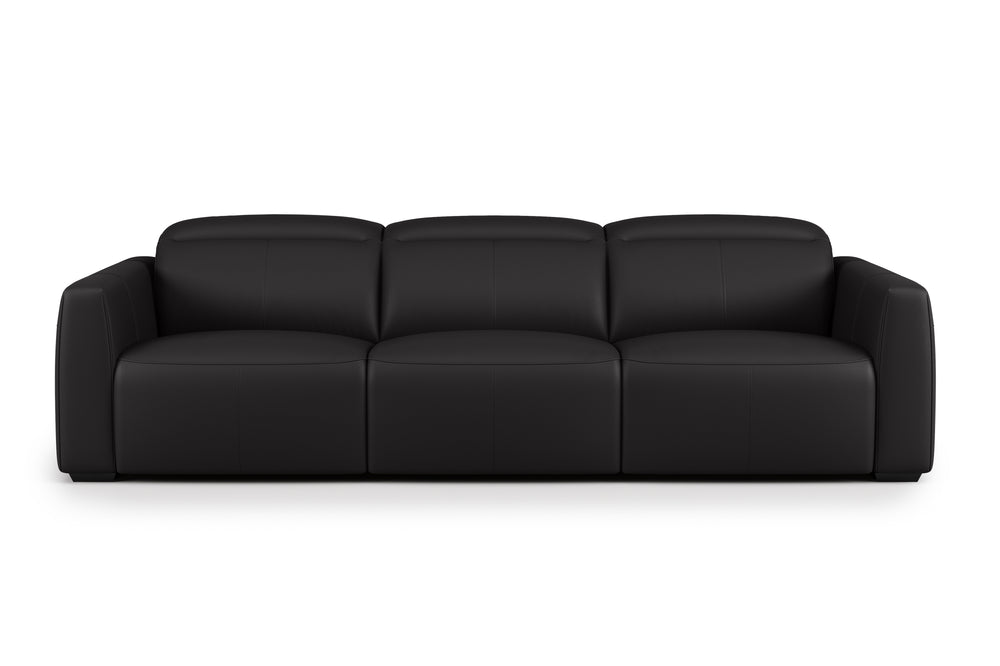 Valencia Carmen Leather Three Seats with Dual Recliner Sofa, Black