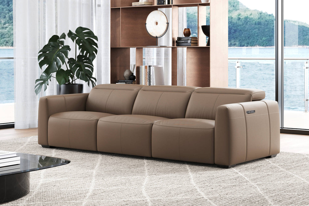 Valencia Carmen Leather Three Seats with Dual Recliner Sofa, Brown