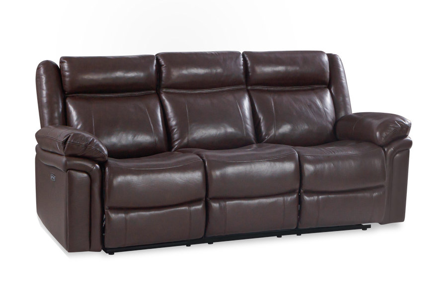 Valencia Charlie Leather Recliner Three Seats Sofa, Dark Brown