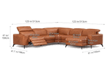 Esther Distressed Italian Aniline Leather Corner Recliner Sectional Sofa