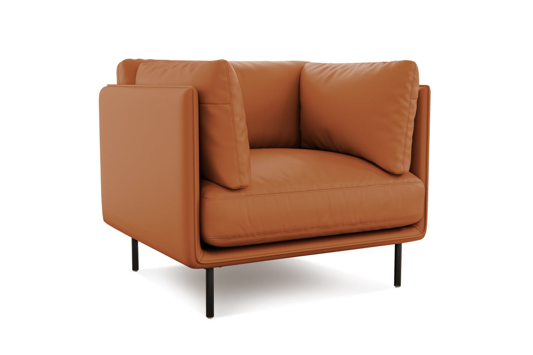 Valencia Chloe Top Grain Leather Accent Chair, Cognac
