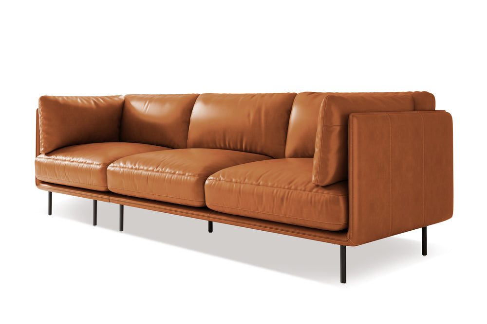 Chloe Leather Three Seats Sofa, Cognac