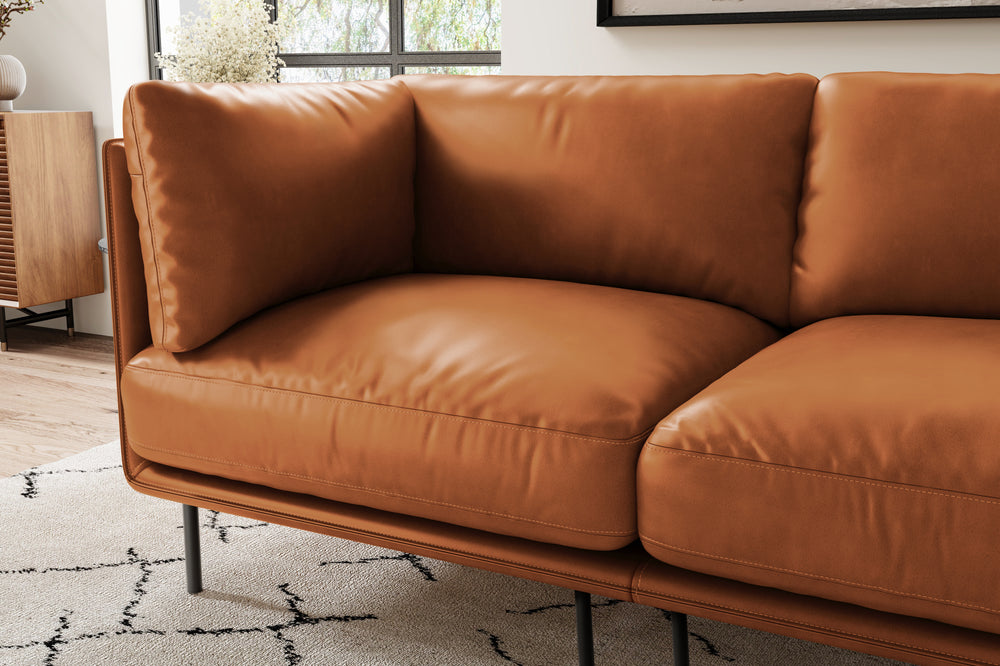 Chloe Leather Three Seats Sofa, Cognac