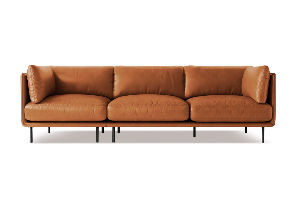 Chloe Leather Three Seats Sofa, Cognac