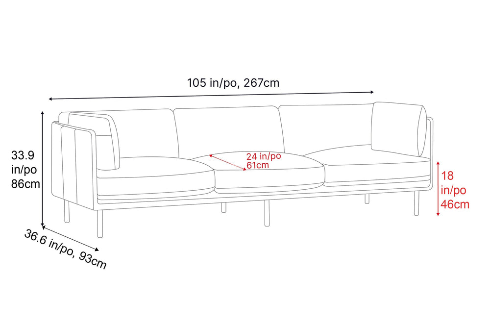 Chloe Leather Three Seats Sofa, Cognac