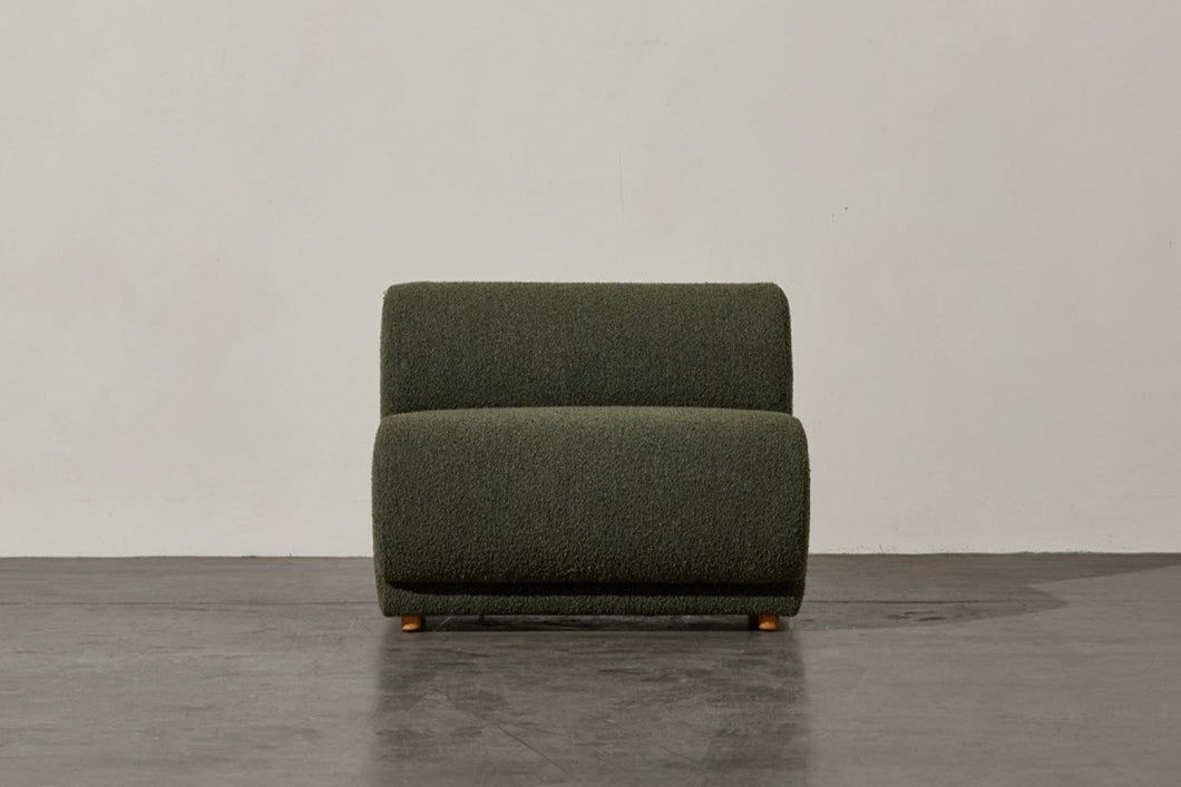 Valencia Christina Boucle Fabric Armless Sofa, Olive Green