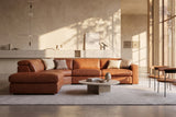 Valencia Clara Distressed Leather Recliner Sectional Sofa