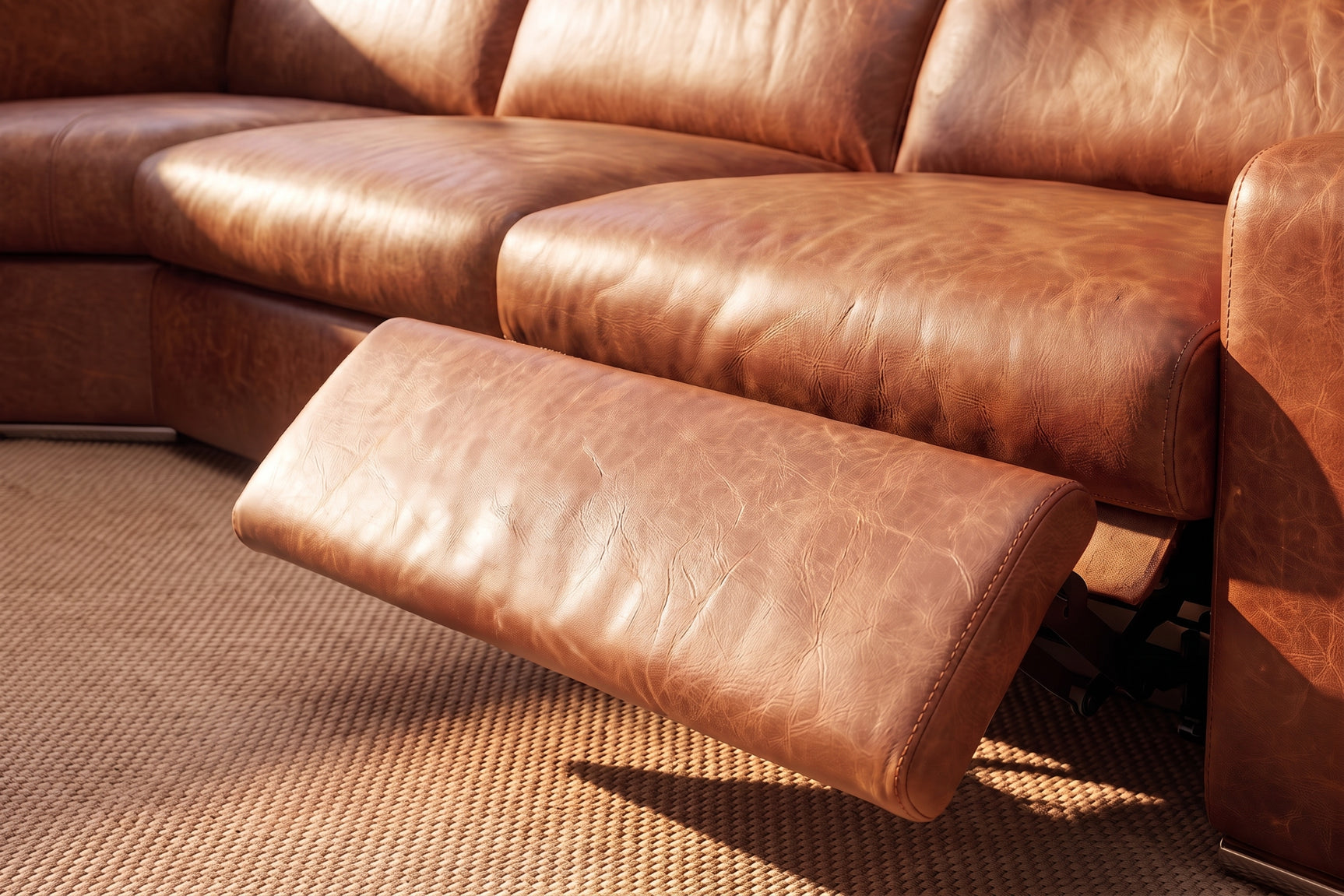 Valencia Clara Distressed Leather Recliner Sectional Sofa
