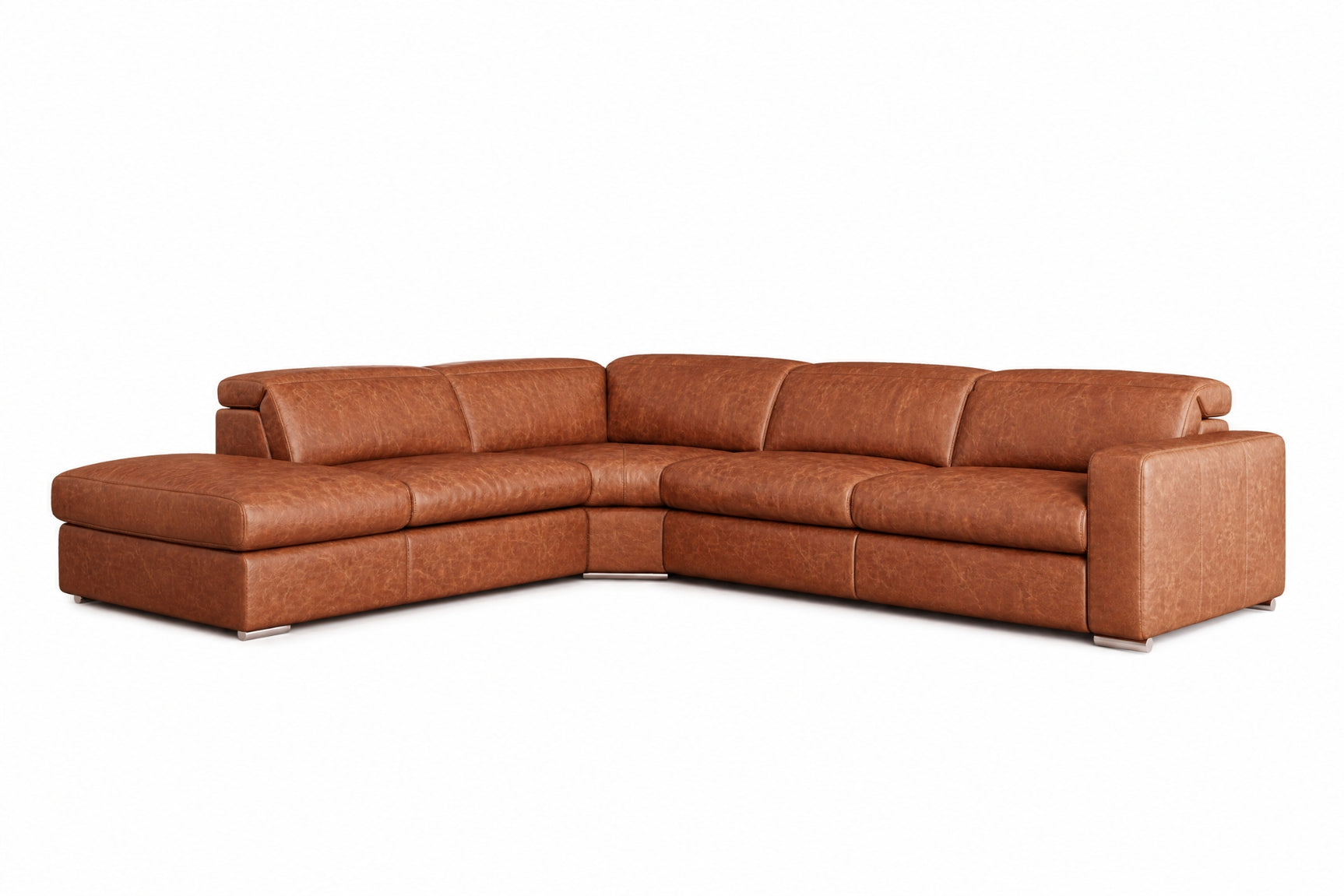 Valencia Clara Distressed Leather Recliner Sectional Sofa
