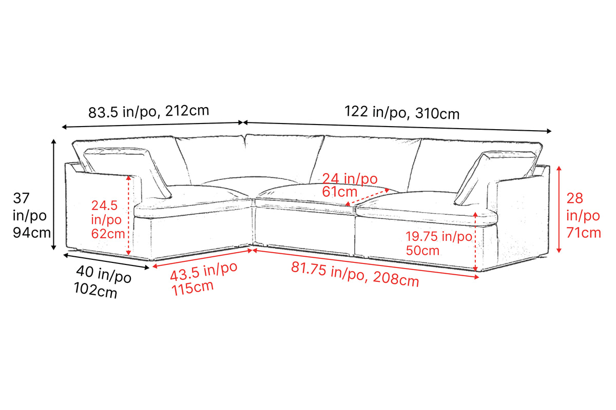 Valencia Isola Cloud Top Grain Leather Theater Lounge Modular Sofa Lef