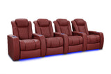 Valencia Tuscany Ultimate Luxury Leather Home Theater Seating Row of 4, Crimson Red