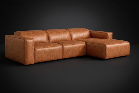 Emery Distressed Italian Aniline Leather Recliner Sectional Sofa