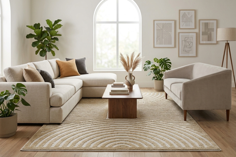 Deron Beige Washable Area Rug