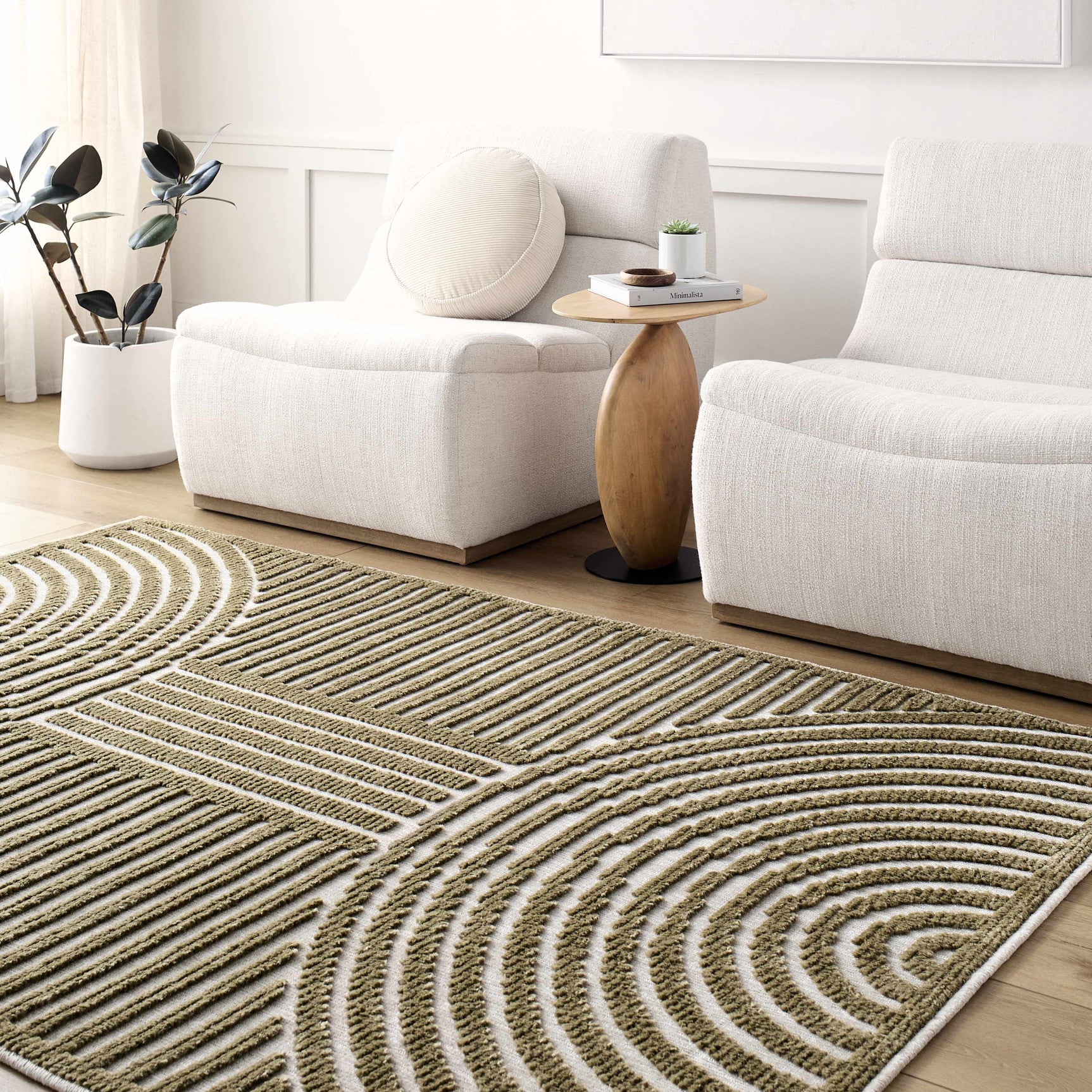 Deron Khaki Washable Area Rug