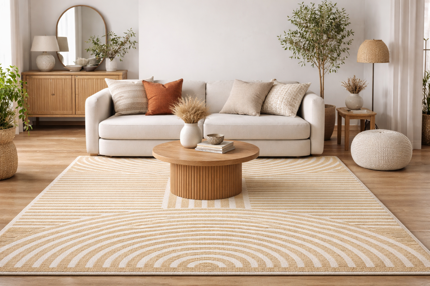 Deron Mustard Washable Area Rug