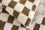 Lajos Brown Checkered Shag Rug - Clearance