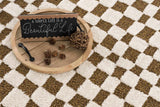Lajos Brown Checkered Shag Rug - Clearance