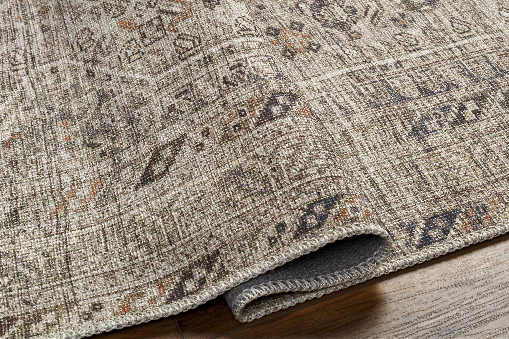 Barny Beige Flat Pile Washable Rug