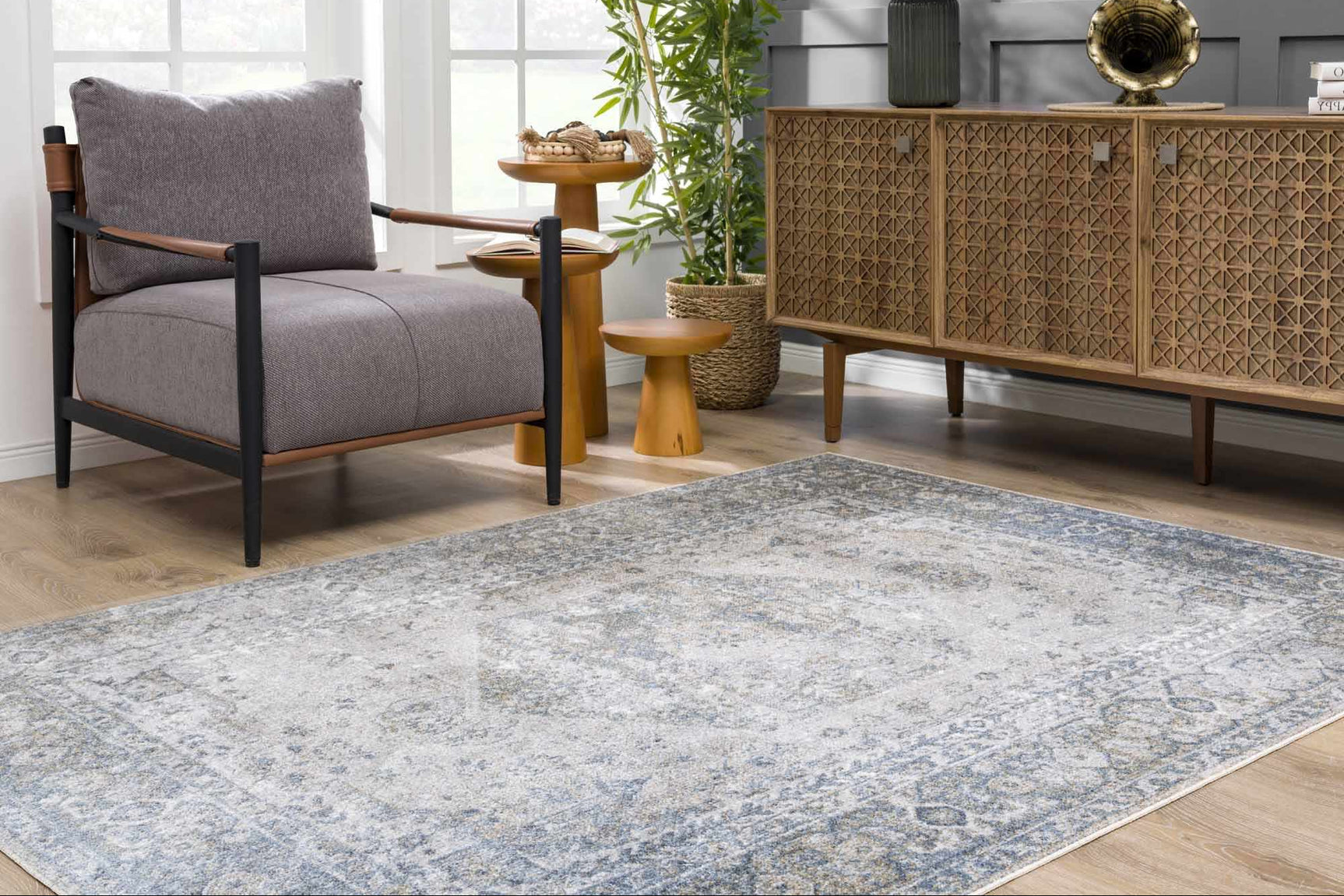 Gael Blue Boutique Washable Rug