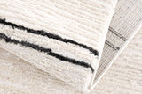 Riad Black Striped White Rug with Tassels