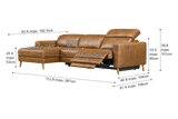 Elodie Distressed Italian Aniline Leather Recliner Sectional Sofa