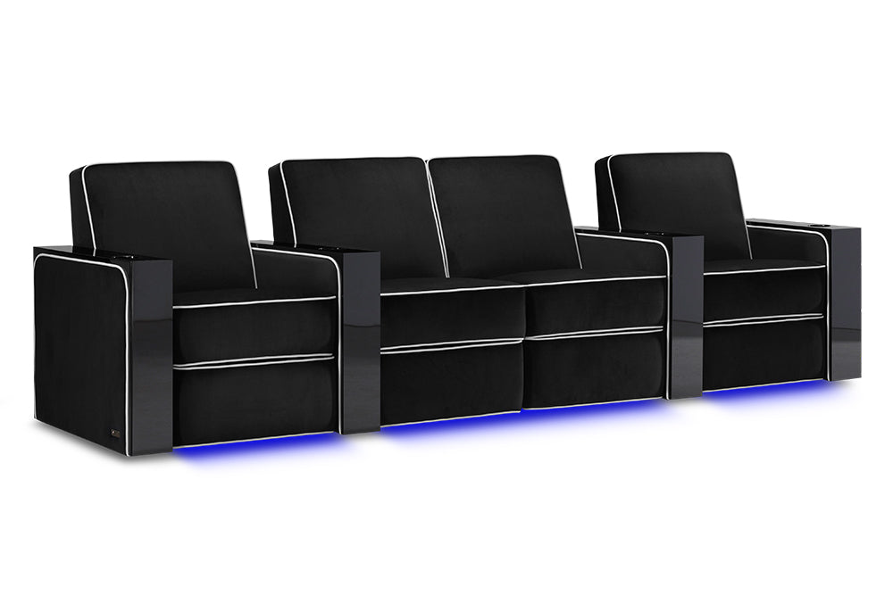 Valencia Naples Elegance Home Theater Seating Row of 4 Loveseat Center, Raven