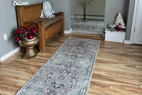 Green Nisa Tumble Dry Washable Rug