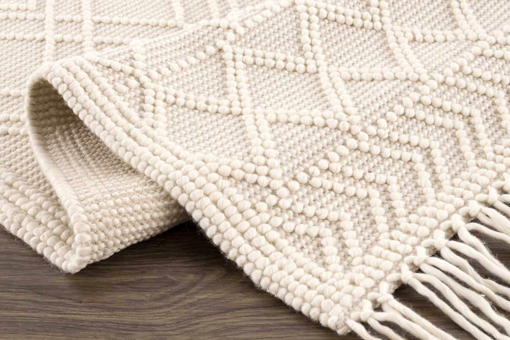Ramsbury Beige Trellis Wool Rug
