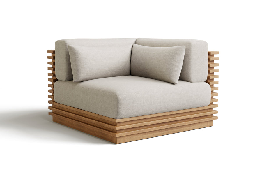 Valencia Elise Fabric Sectional Outdoor Corner Piece, Beige Front View First View