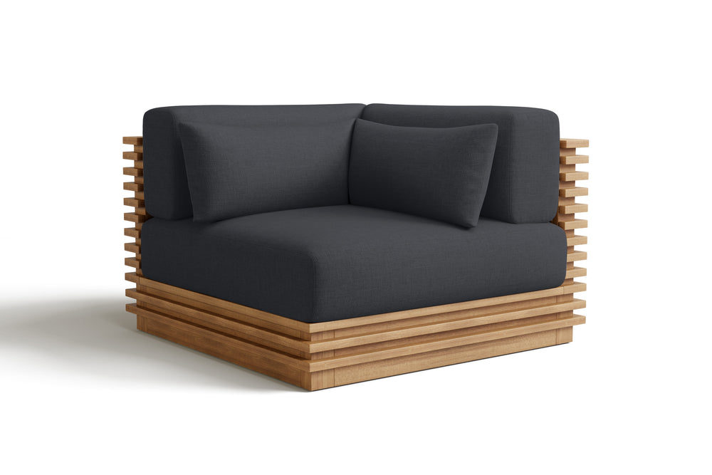 Valencia Elise Fabric Sectional Outdoor Corner Piece, Black