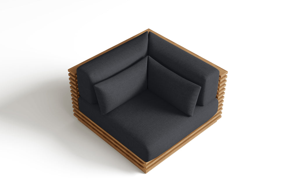 Valencia Elise Fabric Sectional Outdoor Corner Piece, Black