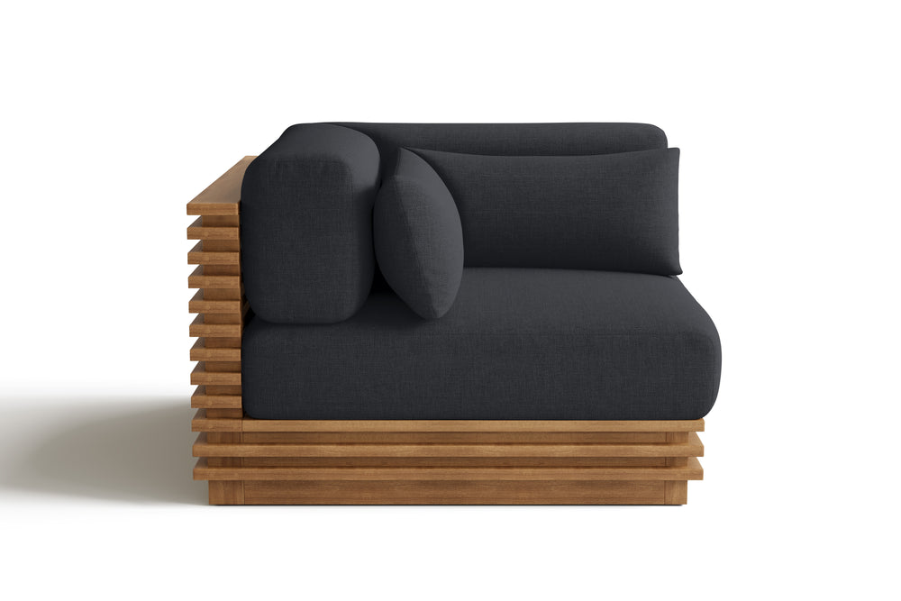 Valencia Elise Fabric Sectional Outdoor Corner Piece, Black