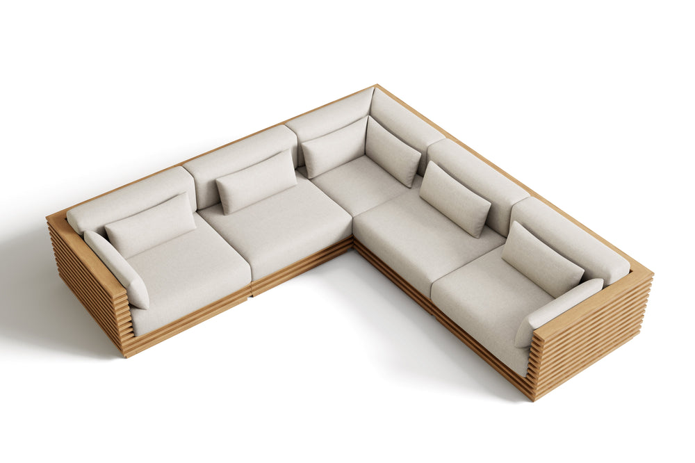 Valencia Elise Fabric Sectional Outdoor L-Shape Sofa, Beige Left side diagram