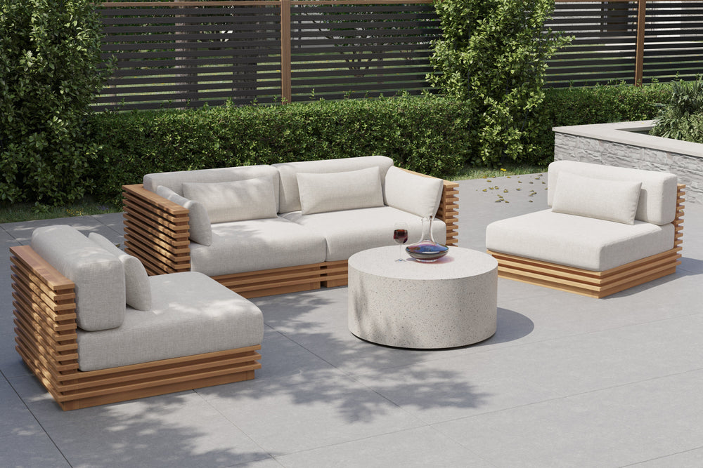 Valencia Elise Fabric Sectional Outdoor Loveseat Sofa, Beige Detailed drawing