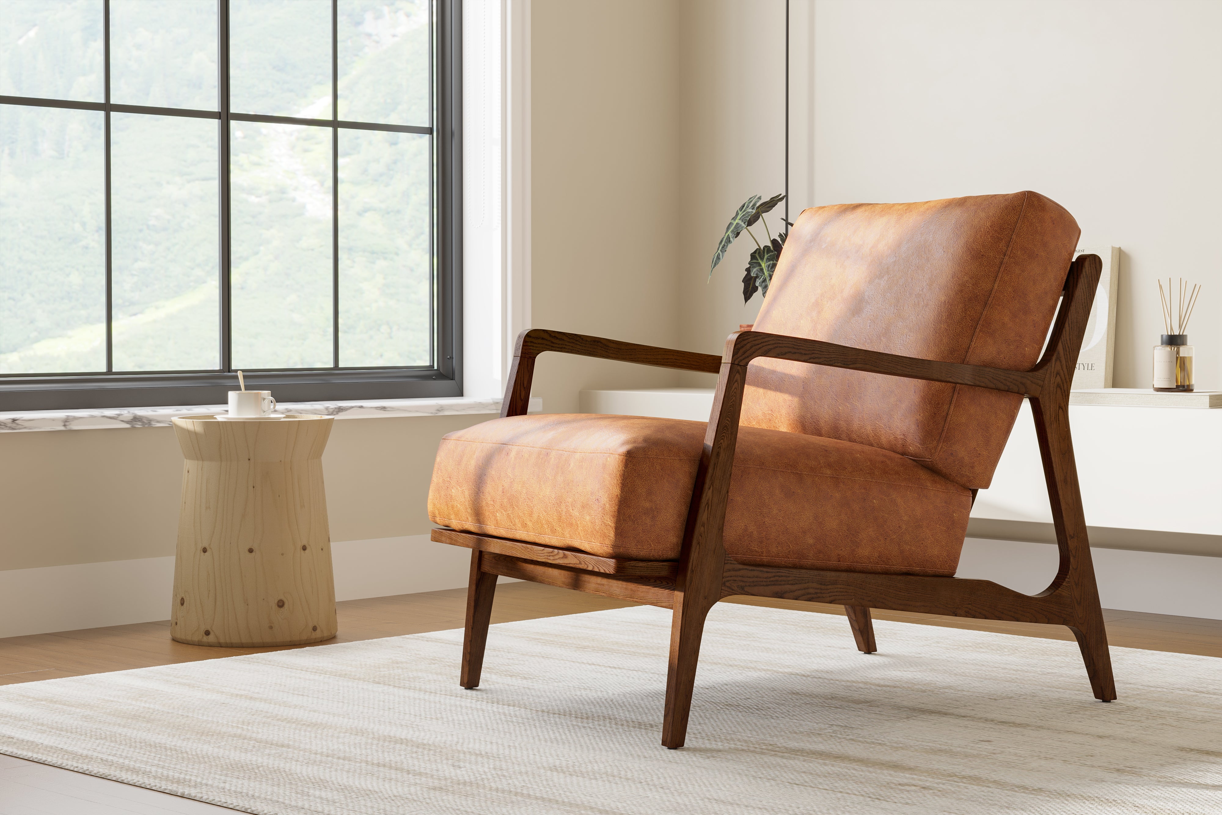 Cognac accent chair leather new arrivals