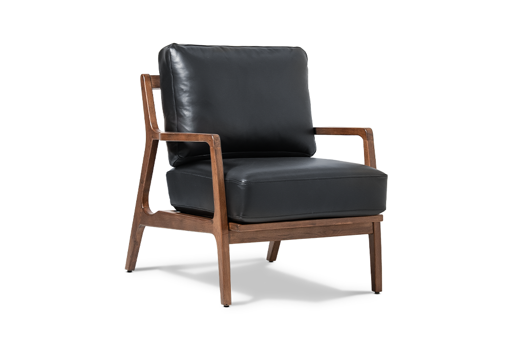 Valencia Ella Top Grain Leather Accent Chair, Black