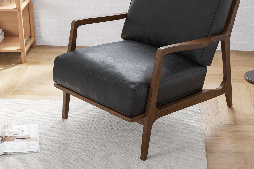 Valencia Ella Top Grain Leather Accent Chair, Black