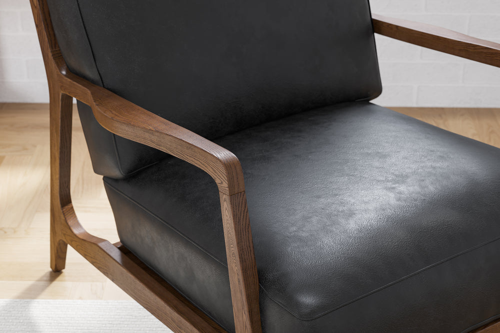 Valencia Ella Top Grain Leather Accent Chair, Black