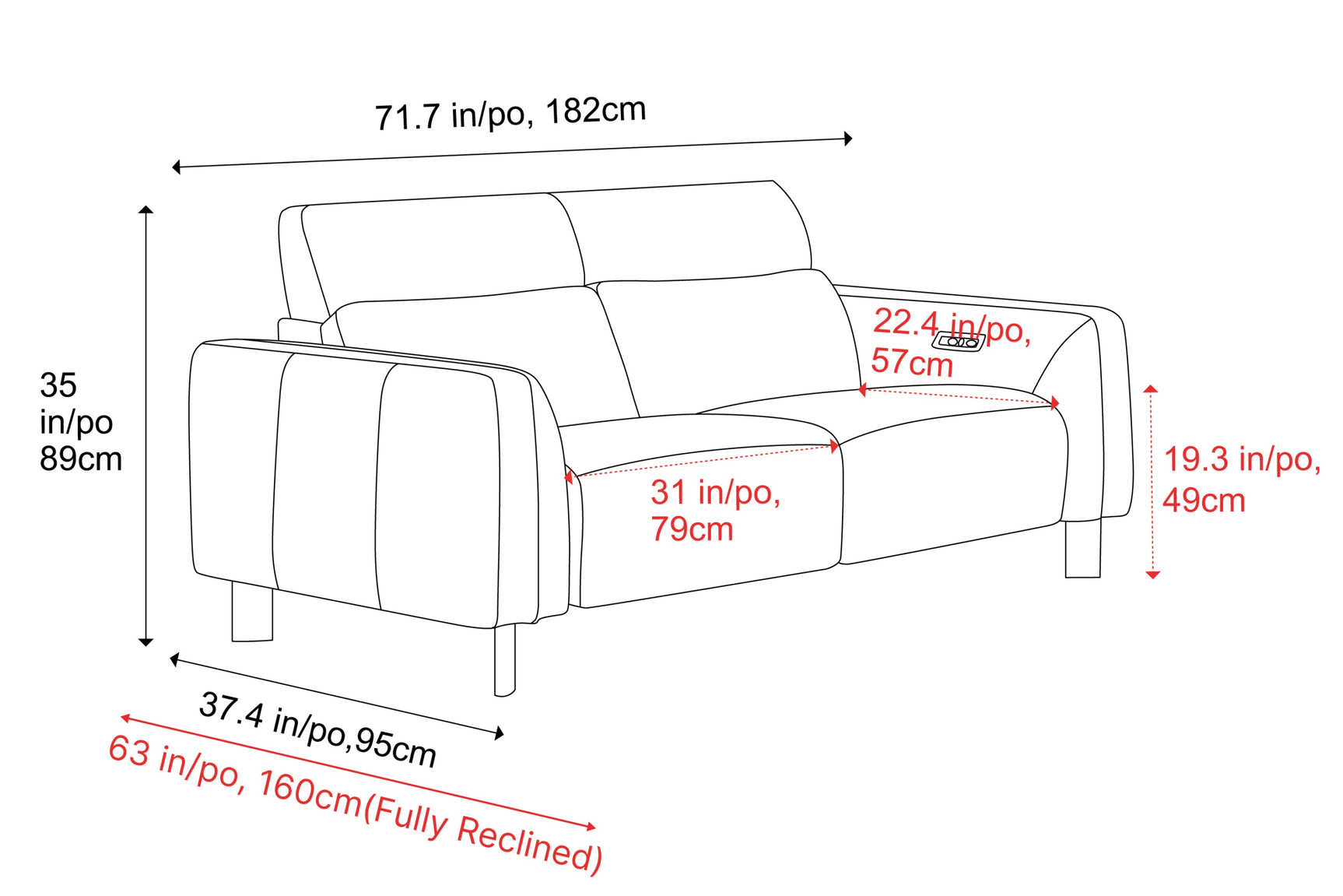 Lesley Leather Recliner Sofa
