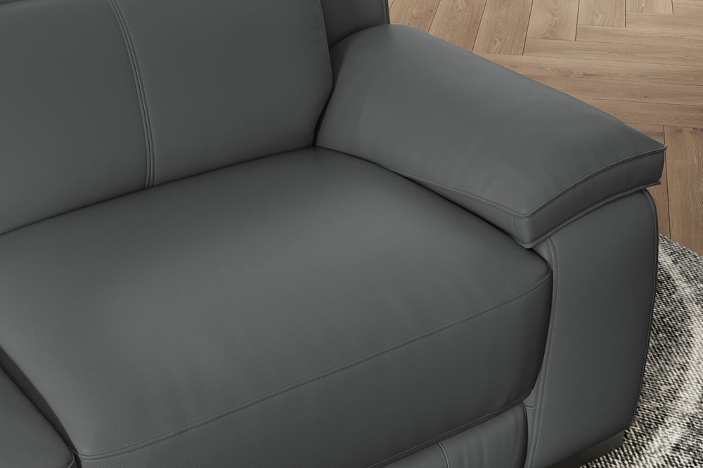 Valencia Ellie Top Grain Leather L-Shape Sofa, Charcoal Grey