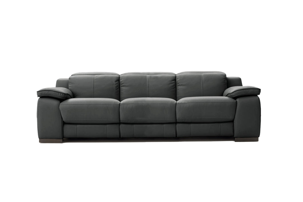 Valencia Ellie Top Grain Leather Three Seats Sofa, Charcoal Grey