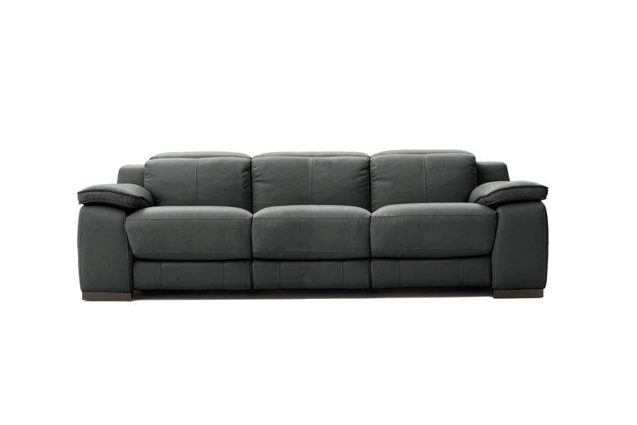Valencia Ellie Top Grain Leather Three Seats Sofa, Charcoal Grey