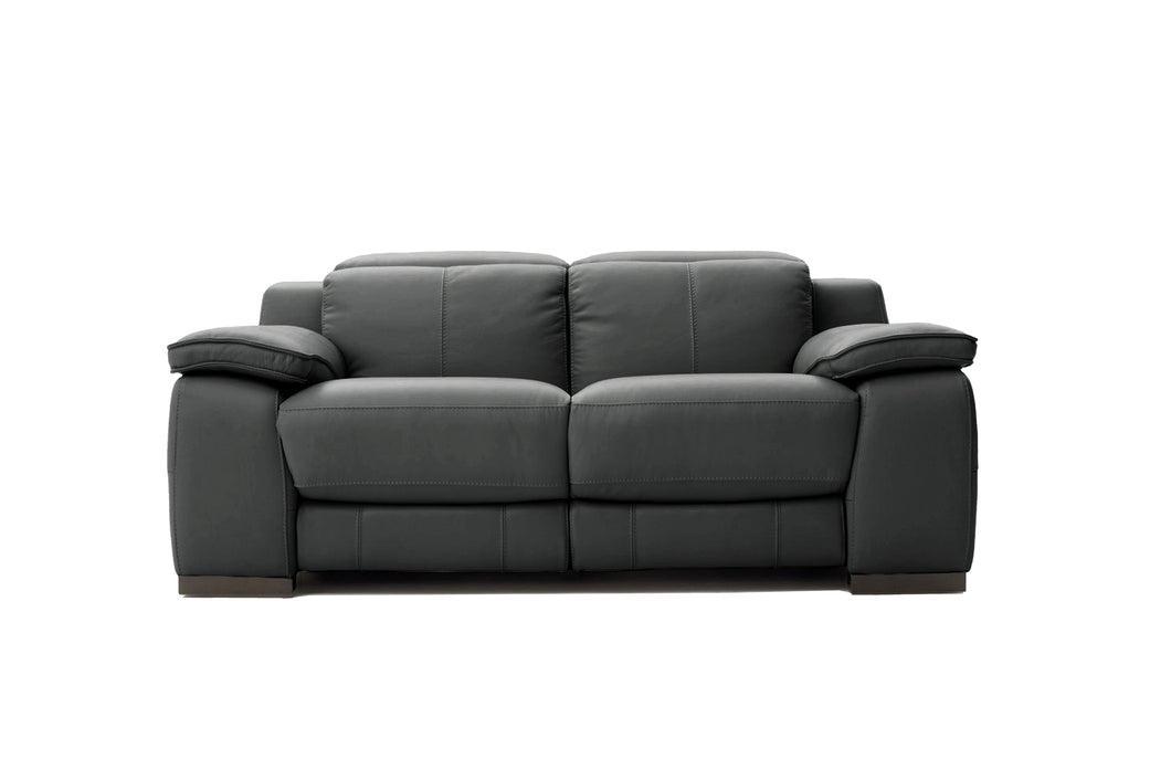 Valencia Ellie Top Grain Leather Loveseat Sofa, Charcoal Grey